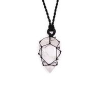 KDMD Women's Laced Gemstone Teardrop Pendant - Rock Quartz in White KDMD White One Size