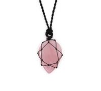 KDMD Women's Laced Gemstone Teardrop Pendant - Rose Quartz in Pink KDMD Pink One Size