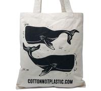 KDMD Women's Large Natural 6oz Cotton Bag 38x42cm - WHALES in White | Size: 38x42 cm KDMD White 38x42 cm