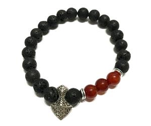 KDMD Women's Lava Stone Bracelet - Axe-head Carnelian in Maroon KDMD Maroon One Size