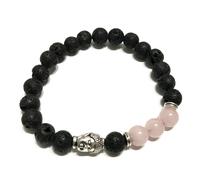 KDMD Women's Lava Stone Bracelet - Buddha Rose Quartz in Pink KDMD Pink One Size