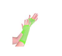 KDMD Women's Neon Green Fishnet Lace Long Fingerless Gloves One Size KDMD Green One Size