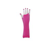 KDMD Women's Neon Hot Pink 80s Style Long Fingerless Fishnet Gloves Acrylic KDMD Pink One Size