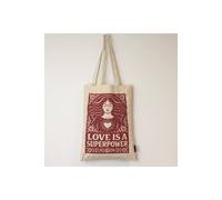 KDMD Women's Nomad Sari Iconic Toni Tote Bag Love Is a Super Power in Natural KDMD Natural