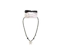 KDMD Women's Nymph Black Obsidian Necklace - Real Leaf Silver Pendant KDMD Black One Size