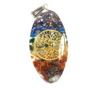 KDMD Women's Orgonite Power Pendant - 7 Stone Chakra Oval with Tree KDMD Multicolor One Size