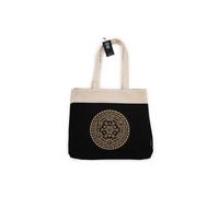 KDMD Women's Oversized Black Stonewash Cotton Tote with Chakra Mandala Design KDMD Black