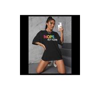 KDMD Women's Oversized Nope Not Today Short Sleeves T-Shirt Top in Black | Size: Large/XL KDMD Black L/XL