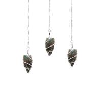 KDMD Women's Raw Gemstone Pendulum - Moss Agate in Green KDMD Green One Size