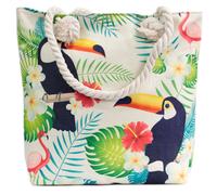 KDMD Women's Rope Handle Bag - Tropical Toucan in White KDMD White One Size