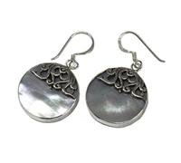 KDMD Women's Shell & Silver Earrings - Classic Disc - MOP KDMD Silver One Size