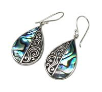KDMD Women's Shell & Silver Earrings - Teardrop- Abalone KDMD Silver One Size