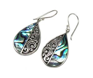 KDMD Women's Shell & Silver Earrings - Teardrop- Abalone KDMD Silver One Size