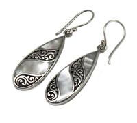 KDMD Women's Shell & Silver Earrings - Teardrop- MOP KDMD Silver One Size