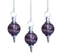 KDMD Women's Sphere Pendulums - Purple Fluorite in Blue KDMD Blue One Size