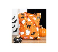 KDMD Women's Spooky Ghost & Pumpkin Tote Bag - Halloween Carryall in Orange KDMD Orange