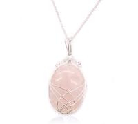 KDMD Women's Swirl Wrapped Gemstone Necklace - Rose Quartz in Pink KDMD Pink One Size