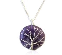 KDMD Women's Tree of Life Gemstone Necklace - Amethyst in Purple KDMD Purple One Size