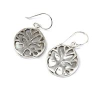 KDMD Women's Tree of Life Silver Earrings 15mm - Mother of Pearl KDMD Silver One Size