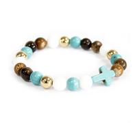 KDMD Women's Turquoise Cross / Royal Beads - Gemstone Bracelet KDMD Multicolor One Size