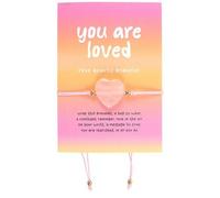 KDMD Women's You Are Loved Rose Quartz Crystal Heart Bracelet in Pink KDMD Pink One Size