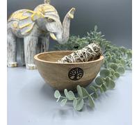 KDMD Wooden Smudge & Ritual Offerings Bowl - Tree of Life - 13x7cm in Brown | Size: 13x7 cm KDMD Brown 13x7 cm