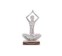 KDMD Wooden Yoga Lady Decor - Whitewash, Hands Up Pose, Embrace Peace in White KDMD White