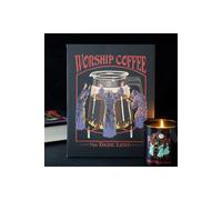 KDMD Worship Coffee Canvas Plaque by Steven Rhodes - 19x25cm Retro Wall Art in Black | Size: 19x25 cm KDMD Black 19x25 cm
