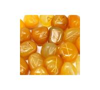 KDMD Yellow Onyx Rune Stone Set in Pouch Mystical Divination & Tarot KDMD Yellow