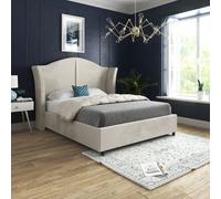 KDMD Zampa Curved Top Curved Winged Upholstered Soft Velvet Cream Bed Frame | Size: Single KDMD Cream Single