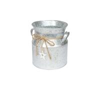 KDMD Zinc Milk Churn with Vertical Ribs & Jute Bow in Silver KDMD Silver
