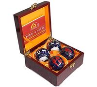KDOQ Chinese Health Balls Stress balls for adults Exercise Balls Chinese Health Balls with Chimes and Yin Yang Symbol Health Balls Baoding Balls Stimulate Acupressure Points Massage Balls(Color: