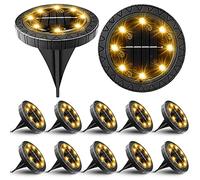 Kdorrku Solar Garden Light 12 Pack, Classic Round Black Waterproof LED Solar Lights, Outdoor Ground Mount Garden Decor, No Electricity Bills, Anti-Theft, Dusk to Dawn Sensor, 12 Count