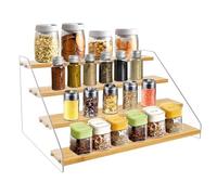 Kdouehg 12In Spice Rack Organizer for Cabinet - Wooden 4Tier Display Stand -Space Saving Display Shelf Riser for Perfume Cupcake