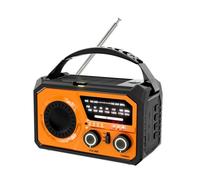 Kdouehg 16000mAh Solar and Hand Crank Powered Radio for Emergencies, AM/FM/, Bluetooth 5.3, SOS, Type-C Charging, in Orange