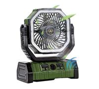 Kdouehg 20000mAh Battery Fan Rechargeable with Hook&Bright LED Light Remote Control Timer Auto Oscillation Cordless Fan Green