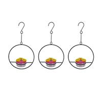 Kdouehg 3 Pcs Hanging Hummingbird Feeder, Stackable Hanging Humming Bird Feeder with Metal Frame & Red Plastic Bowl Easy to Use Heartshape