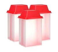 Kdouehg 3 Pieces Jalapeno Pickle Containers with Strainers Square Dispensers for Pickled Food Kitchen Tools Red