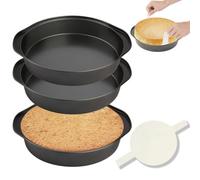 Kdouehg 8 Inch Round Cake Pan, Nonstick Cake Pans with 100 PCS Parchment Paper, Carbon Steel Cake Baking Pans with Handle