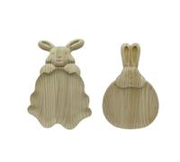 Kdouehg Bunny Serving Tray Bunny Shaped Snack Platters Easter Wooden Serving Plates Rustic Decorative Charcuterie Board Parties