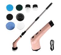 Kdouehg Electric Cleaning Scrubber Cordless Powerful Scrub Brush withAdjustable Extension Long Handle Replaceable Brush Heads A