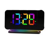 Kdouehg FM Radio Projection Alarm Clock with RGB Night Light, LED Display, Desktop Alarm Clock,Adjustable Brightness Black