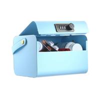 Kdouehg Lockable Storage Box Portable Kids Safe Bank with Code for Office,Home,School for Phone/Medicine Safe/Food Home/Blue