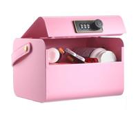 Kdouehg Lockable Storage Box Portable Kids Safe Bank with Code for Office,Home,School for Phone/Medicine Safe/Food Home/Pink
