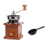 Kdouehg Manual Coffee Grinder withSpoon Mini Vintage Wooden Coffee Bean Grinder forMaking Mesh Coffee