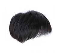 Kdouehg Men'S Natural Black Straight Wig Hair Clip-on Toupee Hair Men the Top of the Wigs Replacement Wigs (B)