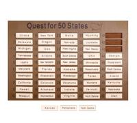 Kdouehg New Wooden Visit 50 States Countdown Travel Plan Home Decor Gift Travel Complete List Ornament Travel Tracker Board