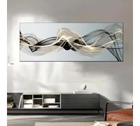 KDOVOKD Modern Nordic Abstract Ink Wall Art Canvas Painting Gold and Black Ribbon Posters Prints Picture for Living Room Decor 50x160cm(20x63in) No frame