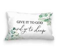 kdqua Give It to God and Go to Sleep, Decorative Pillows for Bed Bedroom, Christian Prayer Room Decor, Christian Bible Pillow Covers 12x20, Sleep Themed Pillow Case Cushion Cover for Home Bedroom