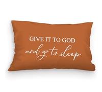 kdqua Give It to God and Go to Sleep, Decorative Pillows for Bed Bedroom, Christian Prayer Room Decor, Dark Orange Christian Bible Pillow Covers 12x20, Sleep Themed Pillow Case Cushion Cover